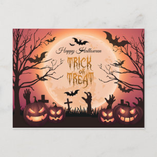 Spooker Halloween Trick oder Treat Sunset Design Feiertagspostkarte