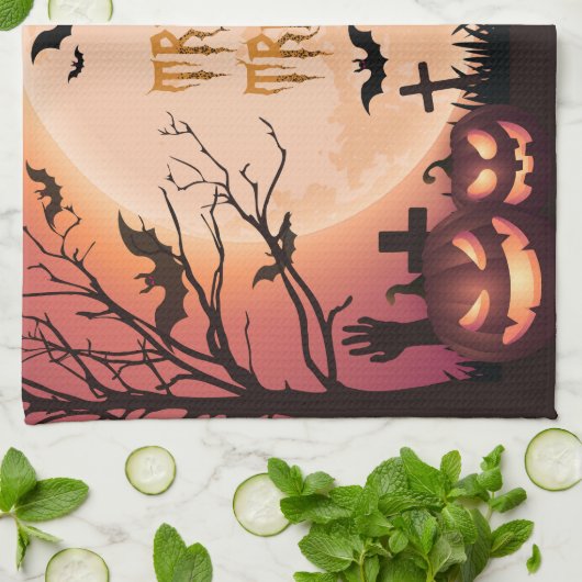 Spooker Halloween Trick oder Treat Sunset Design Geschirrtuch (Gefaltet)