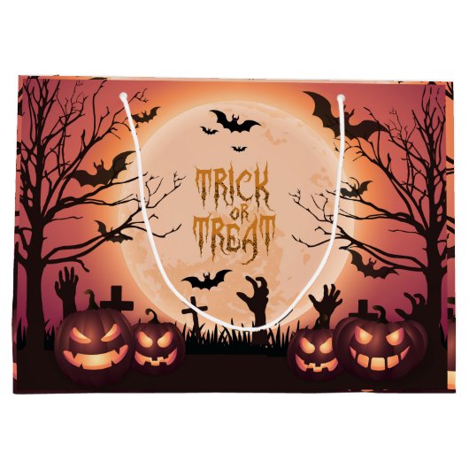Spooker Halloween Trick oder Treat Sunset Design Große Geschenktüte (Rückseite)