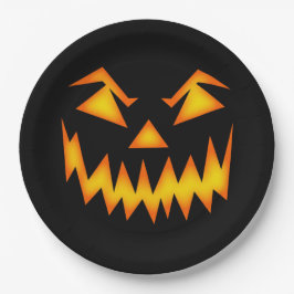 Spooker Jack'o'Lantern Face Black Halloween Pappteller