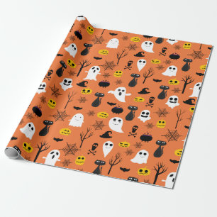 Spooker Klassiker Halloween Symbole Nahtloses Must Geschenkpapier