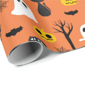 Spooker Klassiker Halloween Symbole Nahtloses Must Geschenkpapier (Rolleneckpunkt)
