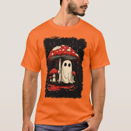 Spooker Niedlicher Geist unter blutigem Pilzregen T-Shirt