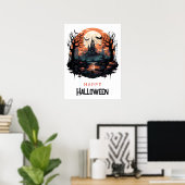 Spooker Ort, Vollmond, Fledermäuse, Spuk Haus Poster (Heimbüro)