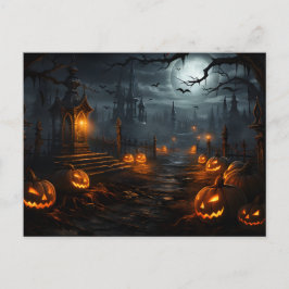 Spooker Ort, Vollmond, Kürbis, Halloween-Nacht Postkarte
