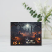 Spooker Ort, Vollmond, Kürbis, Halloween-Nacht Postkarte (Stehend Vorderseite)
