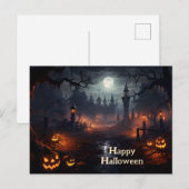 Spooker Ort, Vollmond, Kürbis, Halloween-Nacht Postkarte (Vorne/Hinten)
