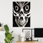 Spooker Schädel mit großen Augen | AI Art Poster (Heimbüro)
