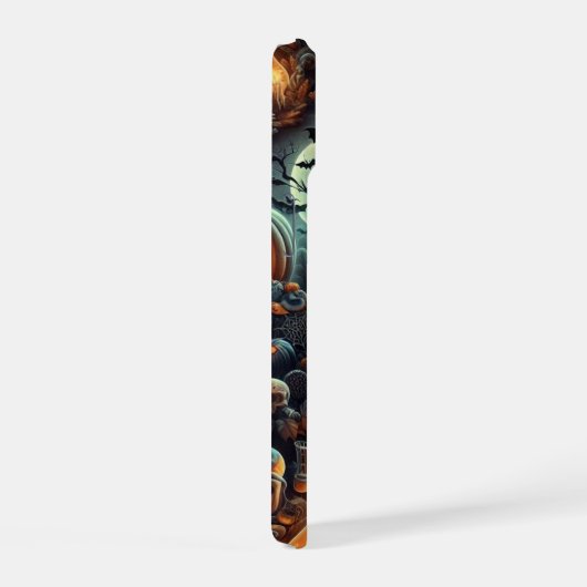 Spookes 3D Halloween, Fledermäuse, Schädel, Pumpki iPhone 15 Hülle (Rechte Seite)