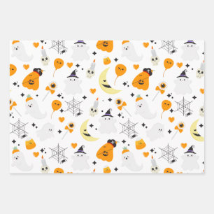 Spookes Halloween beängstigendes Geistermuster Geschenkpapier Set