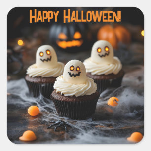 Spookes Halloween Cupcakes Design Quadratischer Aufkleber