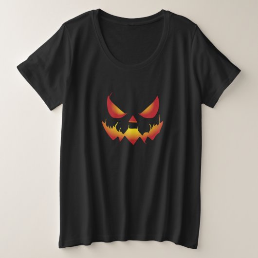 Spookes Halloween-Dämonengesicht brennt Große Größe T-Shirt (Design vorne)