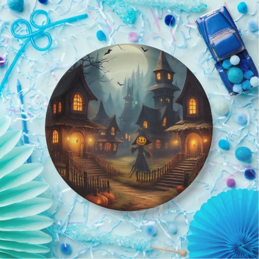 Spookes Halloween-Dorf mit Scare Crow Pappteller (Party)