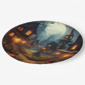 Spookes Halloween-Dorf mit Scare Crow Pappteller (Schrägansicht)