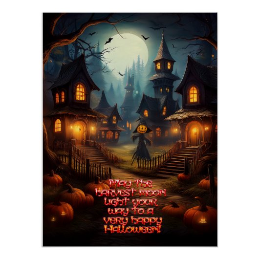 Spookes Halloween-Dorf mit Scare Crow Poster (Vorderseite)