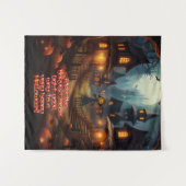 Spookes Halloween-Dorf mit Scare Crow Wandteppich (Vorderseite (Horizontal))