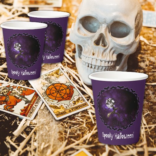 Spookes Halloween-Fledermäuse & Vollmond-Party Pappbecher
