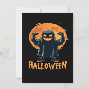 Spookes Halloween-Geist mit Vollmond-Design Einladung