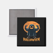 Spookes Halloween-Geist mit Vollmond-Design Magnet (Vorderseite/Rückseite)