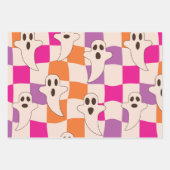 Spookes Halloween-Gespenster auf Schachbrettmuster Geschenkpapier Set (Vorderseite 2)