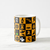 Spookes Halloween Icons-Muster Kaffeetasse (VorderseiteRechts)
