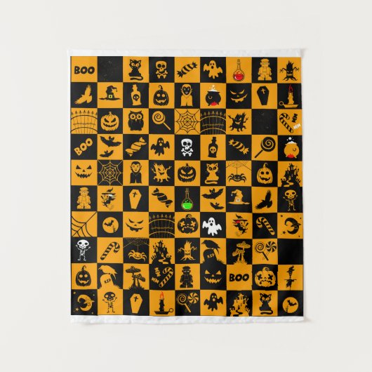 Spookes Halloween Icons-Muster Wandteppich (Vorderseite)