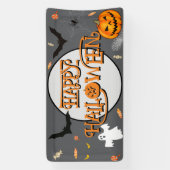 Spookes Halloween-Kürbis, Fledermäuse, Geister, Bo Banner (Vertikal)