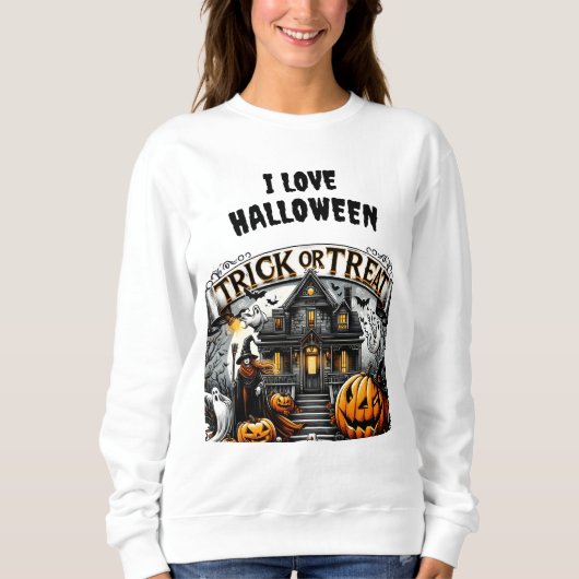 Spookes Halloween mit Gespenstern und Kürbis Sweatshirt (Vorderseite)
