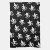 Spookes Halloween mit schwarz-weißen Geistern Geschirrtuch (Vertikal)