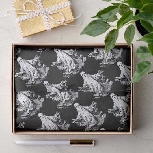 Spookes Halloween mit schwarz-weißen Geistern Seidenpapier (Geschenk)