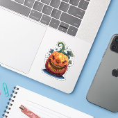 Spookes Halloween-Monster Aufkleber (Laptop mit iPhone)