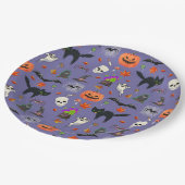 Spookes Halloween-Muster - Kürbis, Geisterschläger Pappteller (Schrägansicht)