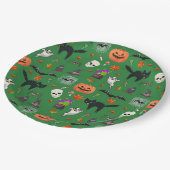 Spookes Halloween-Muster - Kürbis, Geisterschläger Pappteller (Schrägansicht)