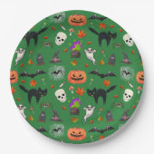 Spookes Halloween-Muster - Kürbis, Geisterschläger Pappteller (Vorderseite)