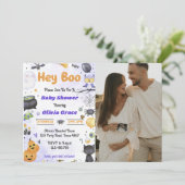 Spookes Halloween Niedlich Ghost Baby Shower Party Einladung (Stehend Vorderseite)