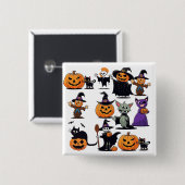 Spookes Halloween Night of Terror Halloween Collag Button (Vorne & Hinten)