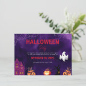 Spookes Halloween-Party lädt Design ein Begleitkarte (Stehend Vorderseite)