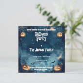 Spookes Halloween-Party mit glühenden Pumkins & Mo Einladung (Stehend Vorderseite)