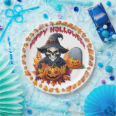 Spookes Halloween Shaman mit Herbstlauben Pappteller (Party)