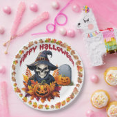 Spookes Halloween Shaman mit Herbstlauben Pappteller (Party)