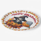 Spookes Halloween Shaman mit Herbstlauben Pappteller (Schrägansicht)