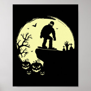 Spookes Halloween Snowboarden Vollmond Snowboarde Poster