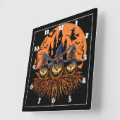 Spookes Halloween-Trio in der Dämmerung Quadratische Wanduhr (Winkel)