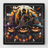 Spookes Halloweenschaukeln unter einem Spuk Mond Quadratische Wanduhr (Vorderseite)