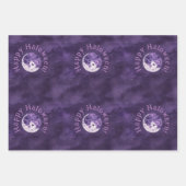 Spookes Lila Halloween Night Moon Wasserfarbe Geschenkpapier Set (Vorderseite 2)