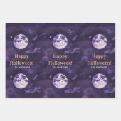 Spookes Lila Halloween Night Moon Wasserfarbe Geschenkpapier Set (Vorderseite)