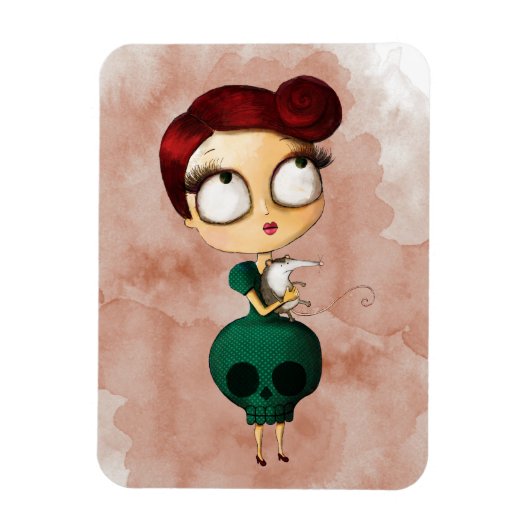 Spookes Mädchen mit Opossum Magnet (Vertikal)