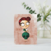 Spookes Mädchen mit Opossum Postkarte (Stehend Vorderseite)