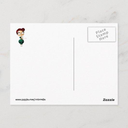 Spookes Mädchen mit Opossum Postkarte (Rückseite)