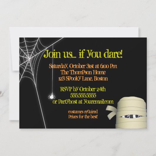 Spookes Monster & Mummy Halloween Party Einladung (Rückseite)